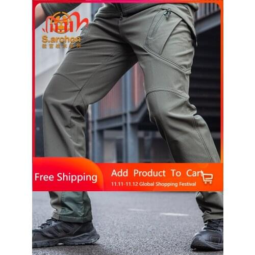 Outdoor Soft Shell Heat-reflective Trousers Mens Winter Thickened Fleece Warm and Windproof Ski Pants Mountaineering Trousers