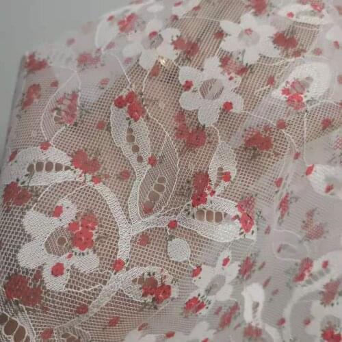 High quality light and transparent polyester lace small floral print small fresh fabric