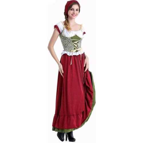 Adult Women Bavarian Beer Costume S-XL New Oktoberfest Costume Halloween Carnival Party Cosplay Fancy Long Dress