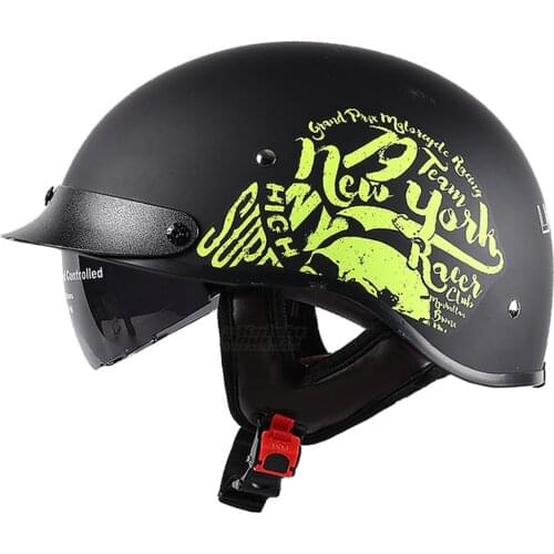 Green Motorcycle Helmet Half Face Vintage Retro German Scooter Men Helmet Head Safety Protection Gear Motorbike Crash Helmet