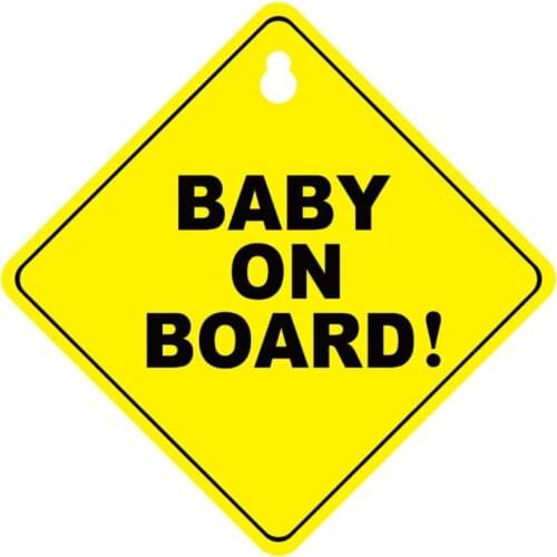 BABY ON BOARD Stroller Safety Car Window Sticker Yellow Reflective Warning Sign
