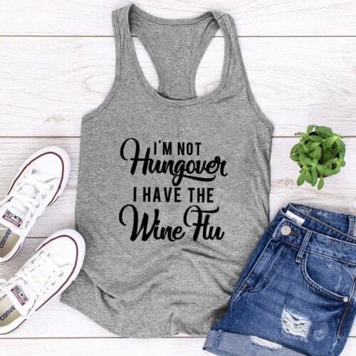 Women Sleeveless Camis Sarcasic Day Drinking Gym Workout Tops I'm Not Hungover I Have The Wine Flu Tank