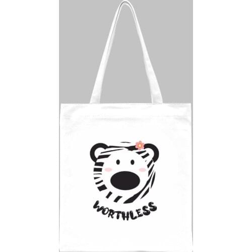 Letter Printed Shopping Woman Bag Tote Casual Canvas Bags Cute Animal Printing Bag Lady Handbag Reusable Large Capacity Tote