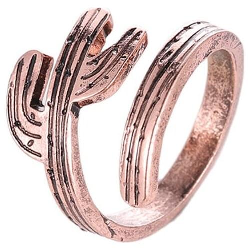 Retro Simple Cactus Opening Ring For Women Creative Fashion Female Party Ring Accessories Charming Wedding Jewelry Girl Gifts