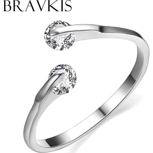 BRAVEKISS Trendy CZ Stone Open Jump Rings Wedding Rings for Women Party Engagement Ring knuckle Bands Alliance Jewelry BJR0013