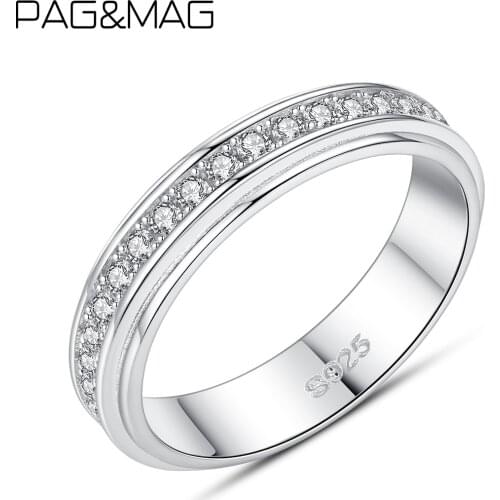 PAG&MAG Cubic Zirconia Lovers Ring Sterling Silver 925 Stackable Rings For Women Anniversary Promise Ring Jewelry SR0371