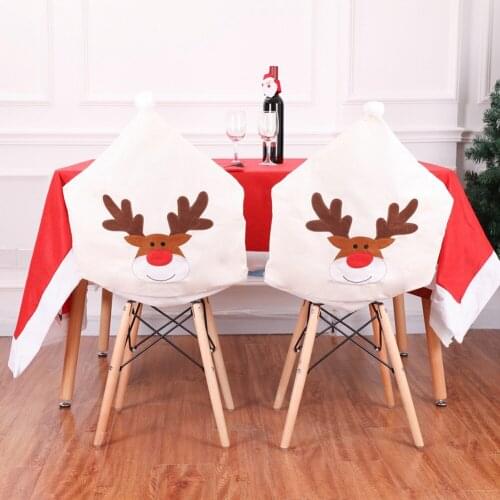 1pc Santa Hat Chair Covers Christmas Decor Dinner Chair Xmas Cap Sets Non-woven Dinner Table Red Hat Chair Back Covers For Home
