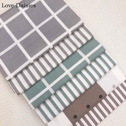 100% Cotton Twill Cloth GRAY LAKE GREEN BROWN Big Check Stripe Dots Fabrics for DIY Sewing Patchwork Cushions Apparel Home Decor