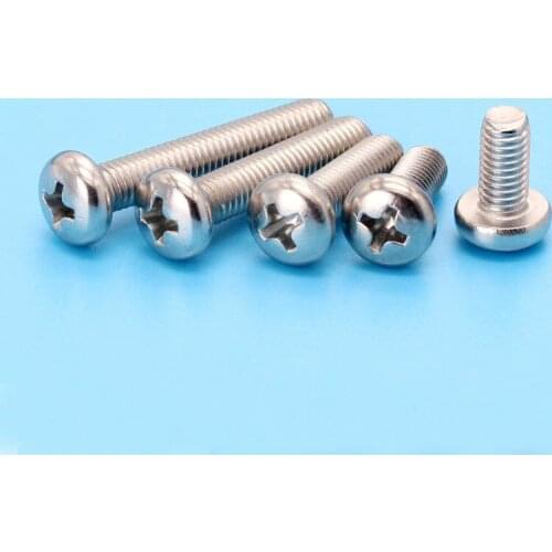 100Pcs M1*3/4/5/6/8mm 304 Stainless Steel Phillips Cross Round head screws PHIL computer mobile phone small screws bolts white