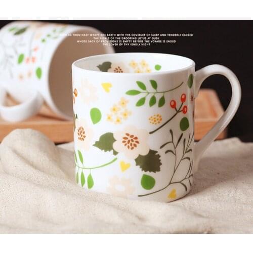 400ML Milk Coffee Mug 1Pcs Floral Hand Painted Flower Ceramic Mug Porcelain Coffee Tea mug Home Bone China Drinkware
