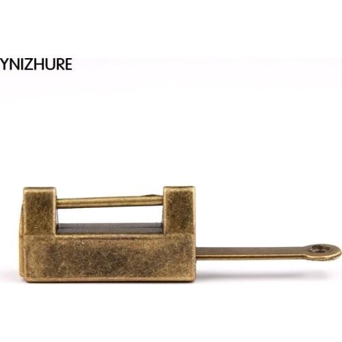 5PCS Simple retro Antique Imitation Brass Jewelry Padlock box Door Hardware Antique Vintage Decorative Latch Lock With Key