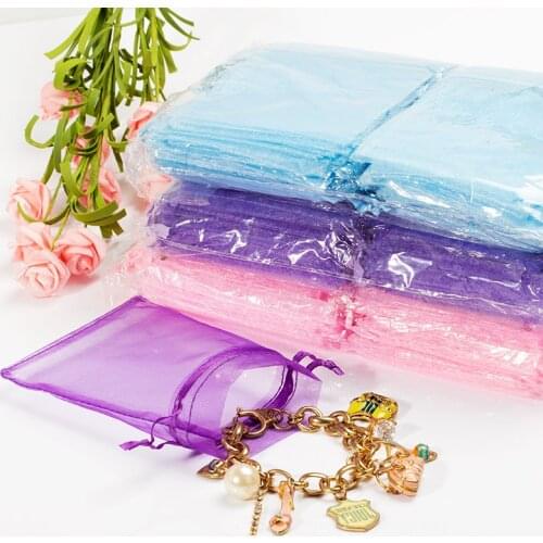 50pcs 7x9cm 9x12cm 10x15cm 11x16cm 13x18cm Drawstring Organza Bags Jewelry Packaging Bags Wedding Bags Wholesale Gifts Pouches