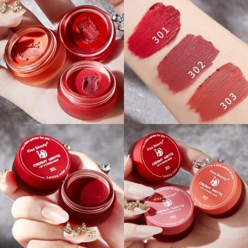 NEW Canned Lip Mud Balm Matte Lip Gloss Cosmetic Lightweight Lipstick Long Lasting Waterproof Moisturizing Makeup Red Lip TSLM1