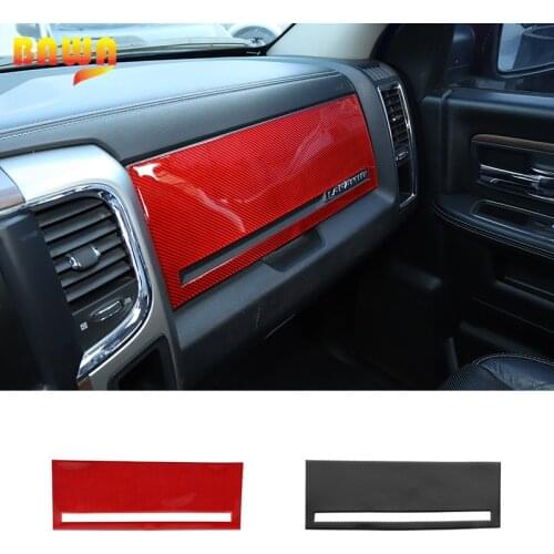 BAWA Carbon Fiber Car Co-pilot Storage Box Panel AC Air Outlet Vent Decoration Stickers Accessories For Dodge Ram 1500 2010-2015