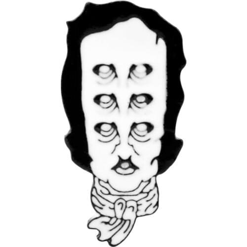 Edgar Allan Poe Pin Brooches Poet Cartoon Hard Enamel Pins Badges Denim Clothes For Men Women Literary Jewelry Literary Gifts