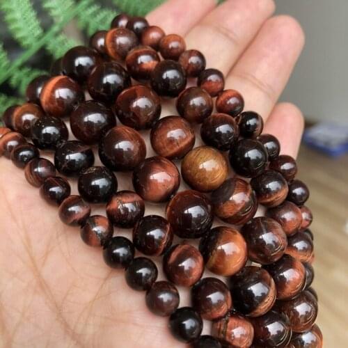 Natural Stone Red Tiger Eyes Beads Round Loose Spacer Beads for Jewelry Making Diy Bracelet 15 inches 4/6/8/10/12mm Wholesale