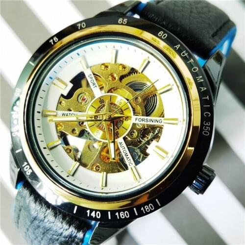 Forsining 2020 Waterproof Mens Skeleton Watches Top Brand Luxury Transparent Mechanical Automatic Watch Sport Male WristWatches