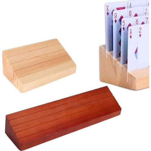 Wooden Playing Card Holder Poker Rack Trays for Organizing Cards on Party Game Q1FF
