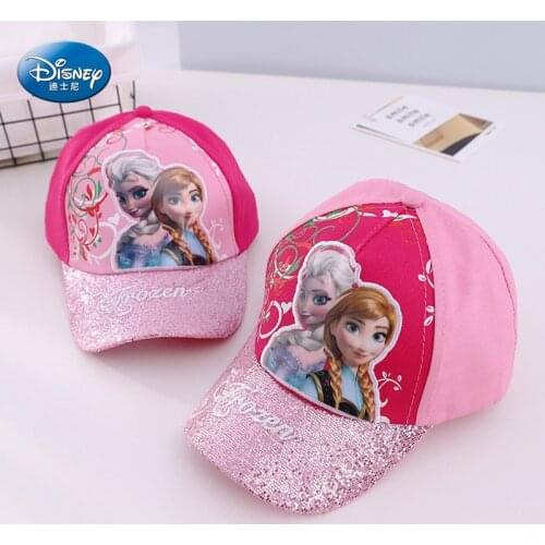 Disney frozen kids cap cartoon Baseball Cap Girls Sequins Cotton Snapback Caps lovely Baby Sun Protection Hat for 3-10Years
