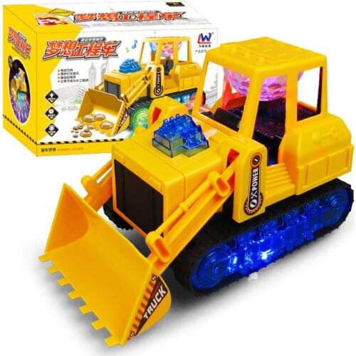 Electric 360 Rotation Musical LED Bulldozer Construction Car Kids Education Toy For Kids Children Birthday Xmas Gifts