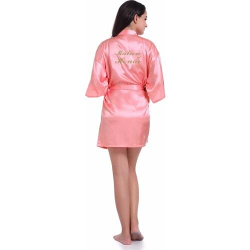 Watermelon red Women Bathrobe Letter Maid of Honor Letter Golden robe Get Ready Robes Bridal Party Gifts Dressing Gowns