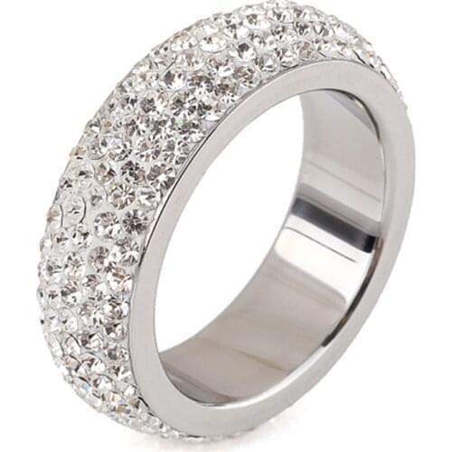 6/7/8/9# NIBA Exquisite Rings stainless steel with CZ crystal,fashion Environmental Micro-Inserted Jewelry