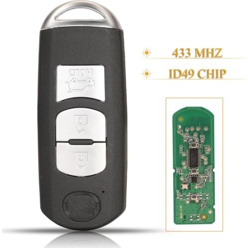 Kutery 3 Buttons Remote Smart Card Car Key Fob 433MHZ ID49 Chip For Mazda CX-5 CX-4 Uncut Blade with Groove