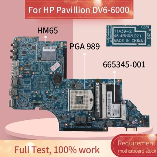 665345-001 665345-601 Laptop motherboard For HP Pavillion DV6-6000 Notebook Mainboard 11A39-2 HM65 216-0809000 DDR3
