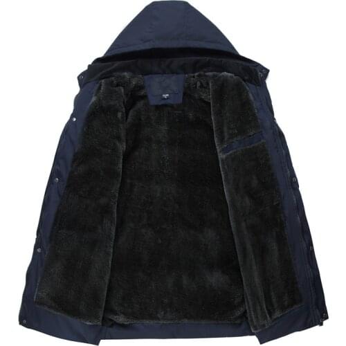 Men Winter Jacket Down Parkas 2018 Winter Jacket Fleece Thicken Hooded Waterproof Outwear Warm Coats Fathers Casual Overcoat 4XL