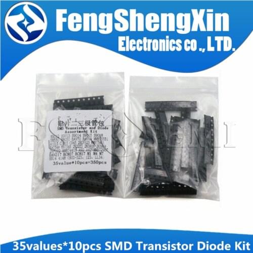 35values *10pcs= 350pcs SMD Transistor Diode Assortment Kit S9013 S9015 BAT54 MMBT3906 M1 M4 M7 LL4148 1N4148 1N5819 BAV99