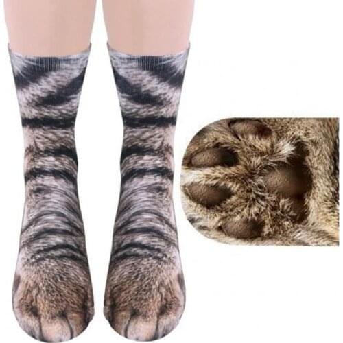 3D Print Animal Foot Hoof Paw Feet Crew Socks Adult Digital Simulation Socks Unisex Tiger Dog Cat Sock new