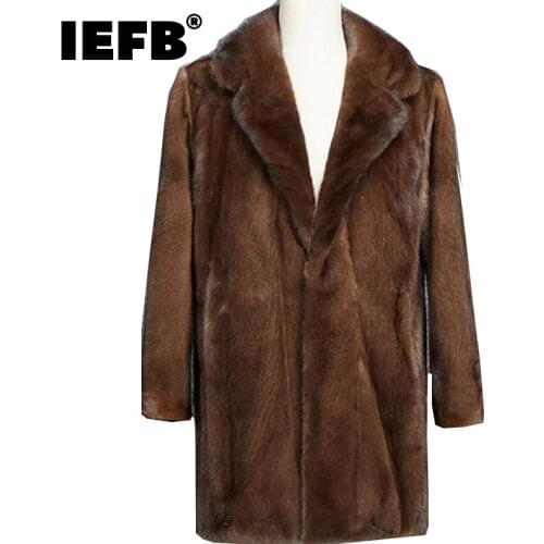 IEFB New High Quality Mens Faux Mink Fur Coat 2021 New Long Fur Coats Autumn Winter Coat Keep Warm Comfortable Clothes 6XL Size