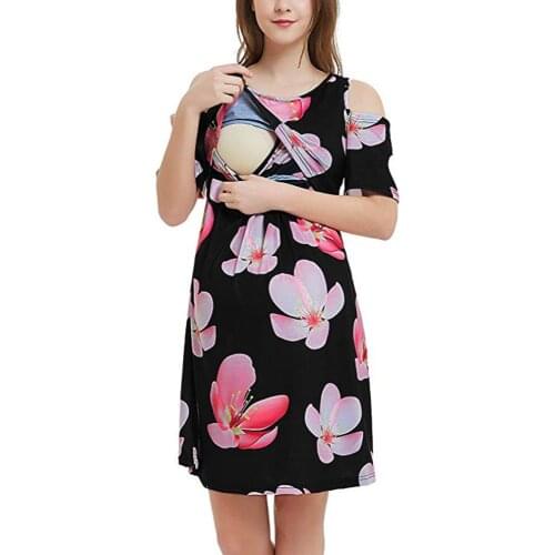 Summer new breastfeeding dress new explosion models personality comfortable printed short-sleeved pregnant women dress