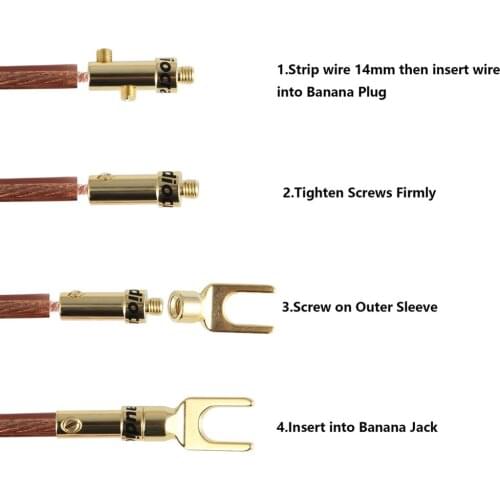 12pcs Nakamichi gold plated spade connector for speaker cable