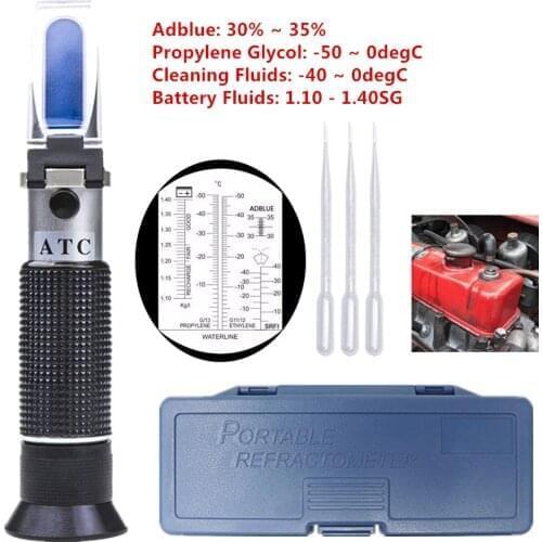 4 IN 1 Refractometer Engine Fluid Glycol Antifreeze Freezing Point Adblue Car Battery Refractometer