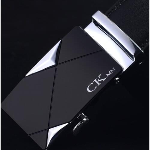 CKMN Brand Top Quality Mens Belts Genuine Leather Male Black Strap Fashion Metal Automatic Buckle Men leather Belt Hot Sale