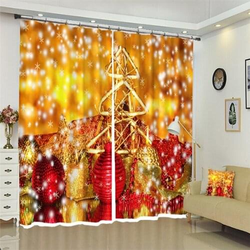 Christmas decorations Luxury Blackout Gold pattern 3D Curtains For Living room Bedding room Office Drapes Cotinas Rideaux