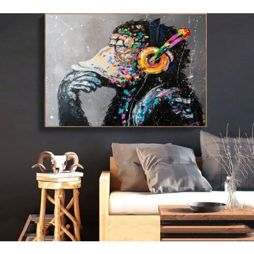 SELFLESSLY Graffiti Monkey Posters Street Art Wall Pictures For Living Room Canvas Prints Abstract Home Decor Animal Cuadros