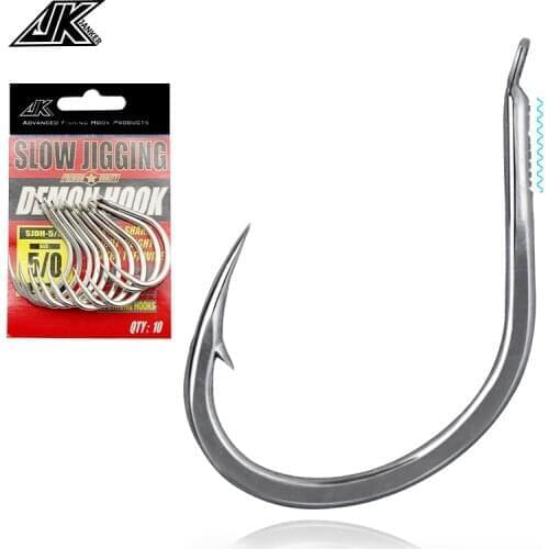 5/0 6/0 Fishing Hook 3X Jigging Fishhook Jig Big Barbed Fish Hook Tuna High Carbon Steel Sea Fishing Hooks