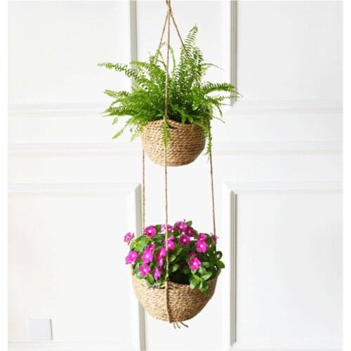 Nordic Rattan Flower Storage Basket Garden Plants Hanger Flower Pot Wall Hanging Planters Home Balcony Decor Orchid Holder Craft
