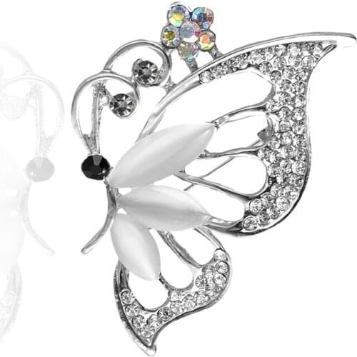 TODOX Brooch man Fashion Exquisite lovely Cartoon color Crystal-encrusted concise Opal stone butterfly animal insect pins party