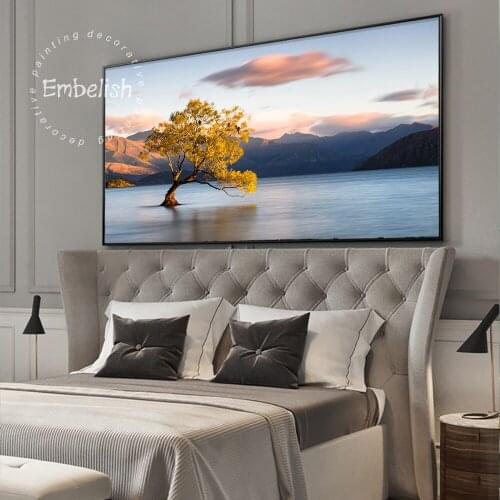 Embelish 1 Pieces Landscape Wall Pictures Modern Home Decor Beautiful Tree Inside The Lake HD Canvas Paintings For Living Room