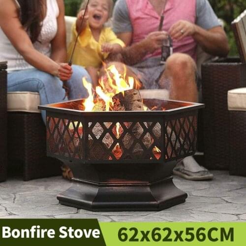 Winter Yard Party Hexagon Shaped Fire Pit Outdoor Heater Garden Bonfire Stand Metal Charcoal Backyard Burner Bowl Patio Heater