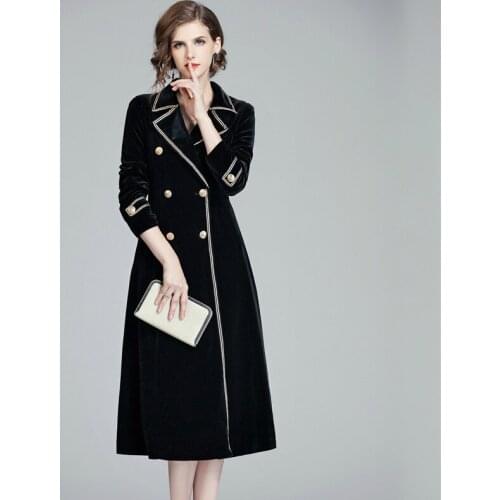 Europe Style Modis Double Breasted Solid Jackets Coat Women Corset A Line Loose Windbreakers Plus Size Long Cotton Coat Spring