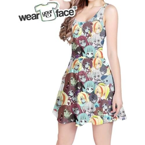 Harajuku Anime Zombie Girl Group 3D All Over Print Skater Dress Hipster Fashion Women Clothes Casual Vocation Dress Dropship