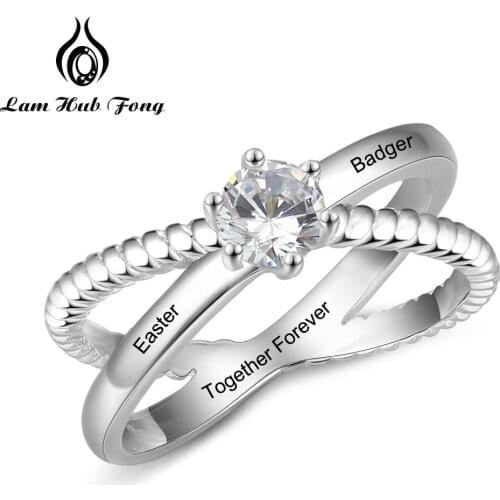 Design X shape Cross Ring Personalized Name Ring Infinity Sign Cubic Zirconia Wedding Brand Female Jewelry (Lam Hub Fong)