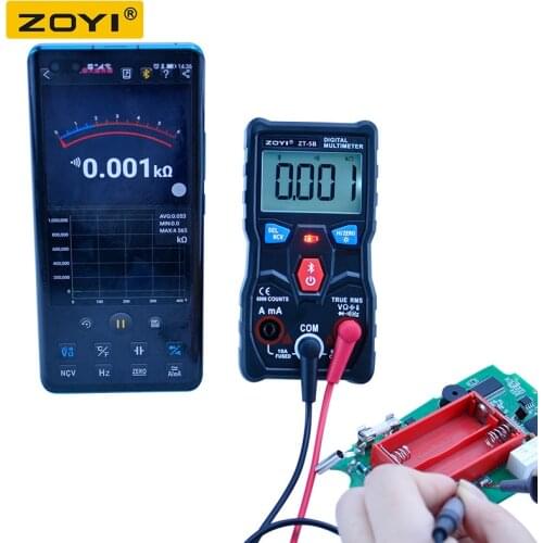 ZOYI ZT-5B Wireless Digital Multimeter Auto-Ranging True RMS 6000 Counts Voltmeter Volt Amp Ohm Hz NCV Diode Capacitance Temp