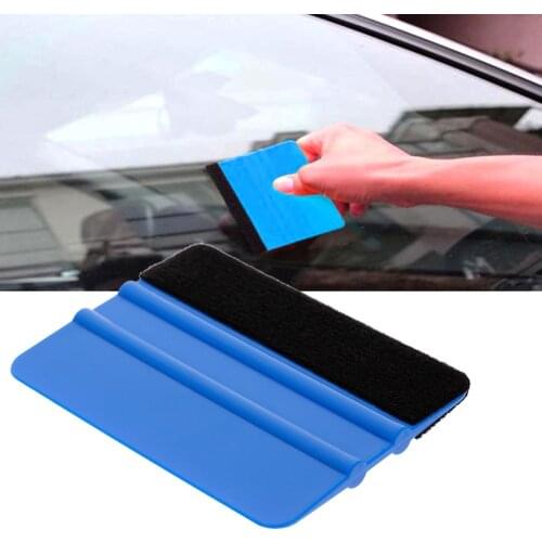 1pc Auto Styling Vinyl Carbon Fiber Window Ice Remover Cleaning Wash Car Scraper With Felt Squeegee Tool Film Wrapping 10x7cm