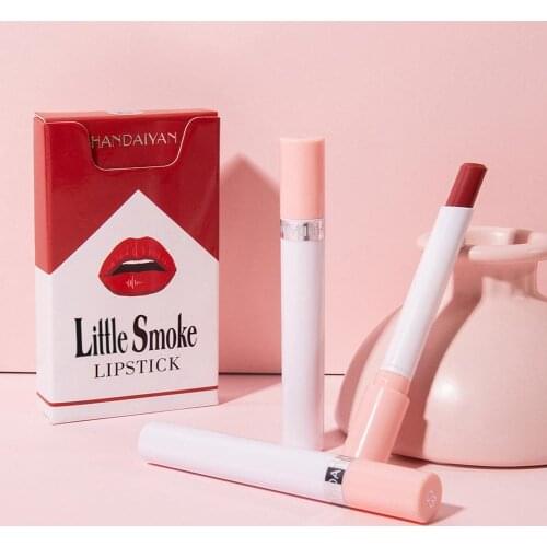 4PCS/Set Creative Cigarette Lipstick 12 Colors Velvet Matte Long Lasting Waterproof Lipstick Sexy Matte Non-Stick Cup Lip Makeup