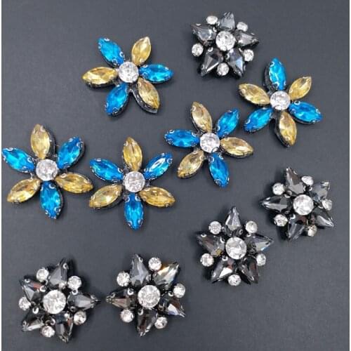5pcs/lot star flowers beaded patches for Clothing Sew on rhinestone Sequin Applique decorative parches for clothes bags